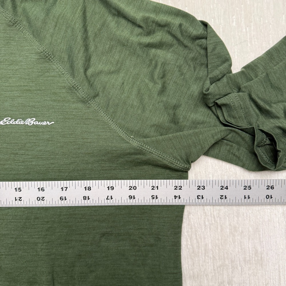 Eddie Bauer Quarter Zip Jersey Motion Free Dry Shirt Mens Large Green Stretch - Picture 8 of 13